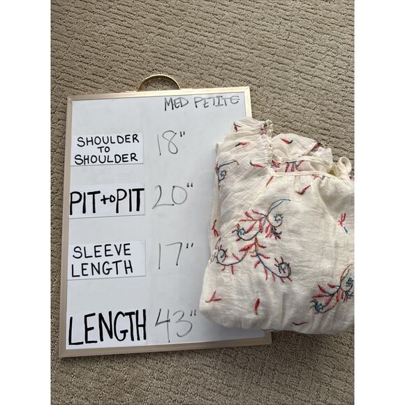 Anthropologie Dress Womens Medium Petite Boho Cottage Embroidered Floral Tiered - Picture 12 of 12